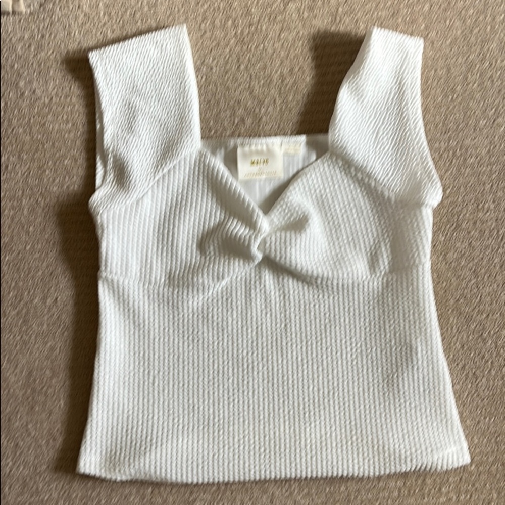 Maeve White Textured Crop Top